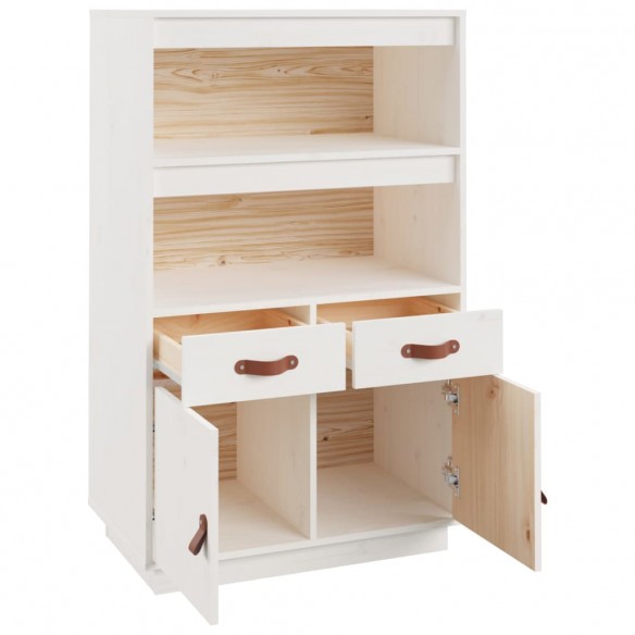 Buffet haut Blanc 67x40x108,5 cm Bois massif de pin