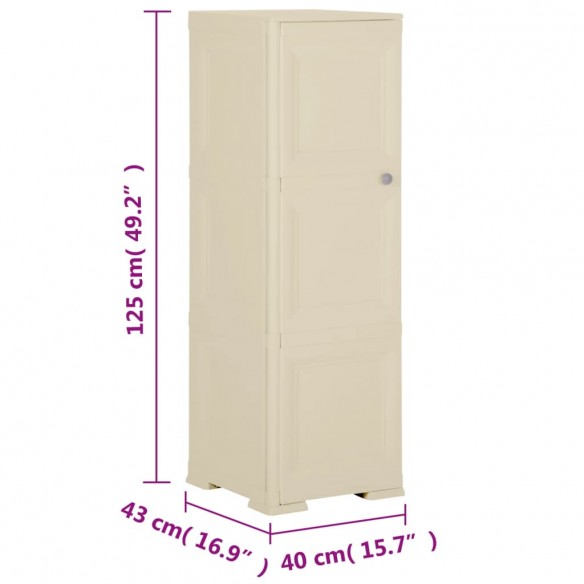 Armoire plastique 40x43x125 cm design de bois blanc angora