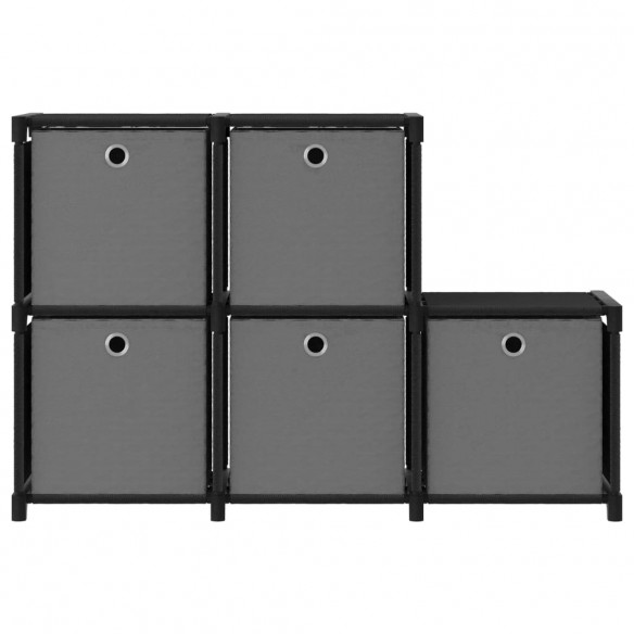 Étagère d'affichage 5 cubes et boîtes Noir 103x30x72,5 cm Tissu