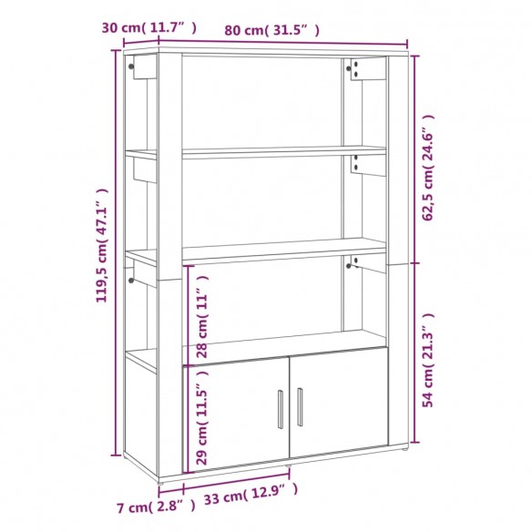 Buffet Sonoma gris 80x30x119,5 cm Bois d'ingénierie