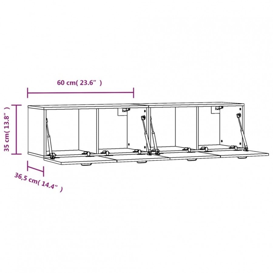 Armoires murales 2pcs Chêne brun 60x36,5x35cm 