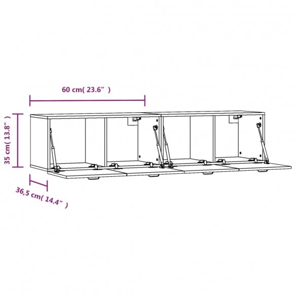 Armoires murales 2pcs Chêne brun 60x36,5x35cm Bois d'ingénierie