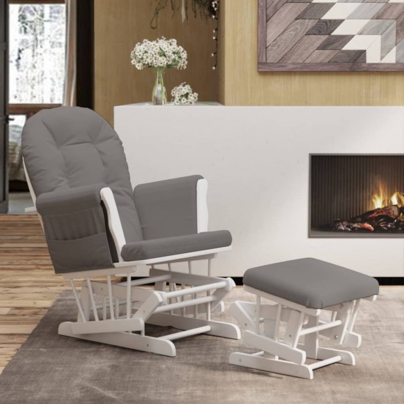 Chaise berçante avec repose-pied Gris foncé Tissu