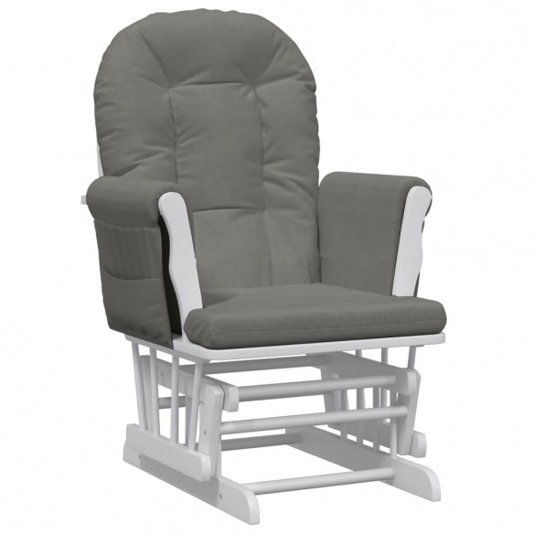 Chaise berçante avec repose-pied Gris foncé Tissu