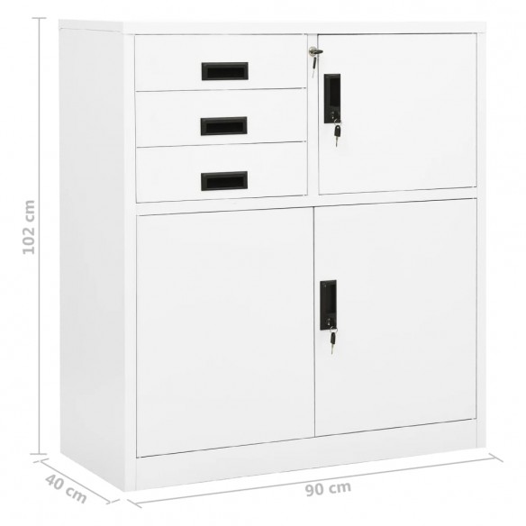 Armoire de bureau Blanc 90x40x102 cm Acier