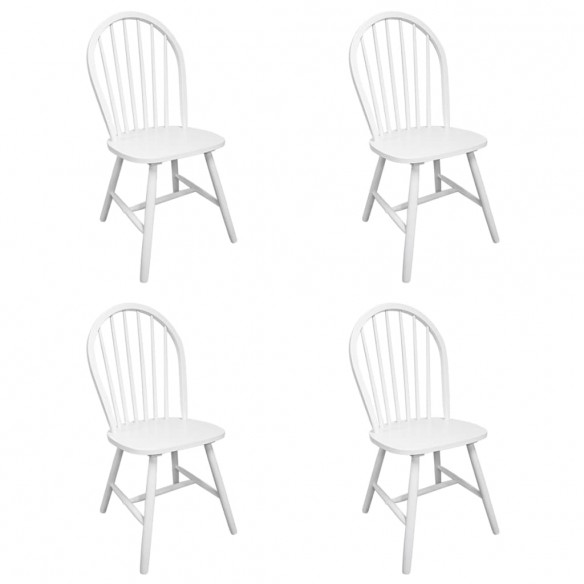 Chaises à manger lot de 4 blanc bois d'hévéa solide