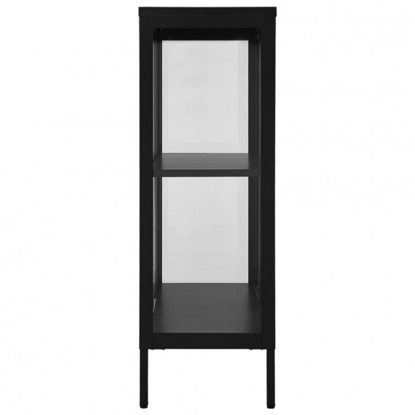 Buffet Noir 75x35x105 cm Acier et verre