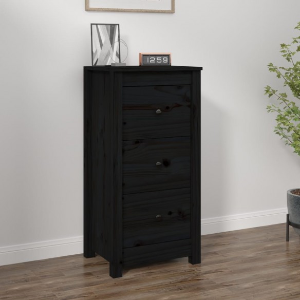 Buffet Noir 40x35x80 cm Bois massif de pin