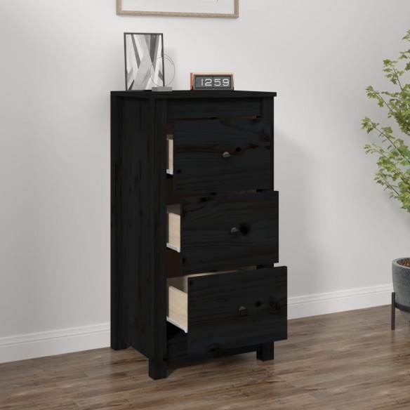 Buffet Noir 40x35x80 cm Bois massif de pin