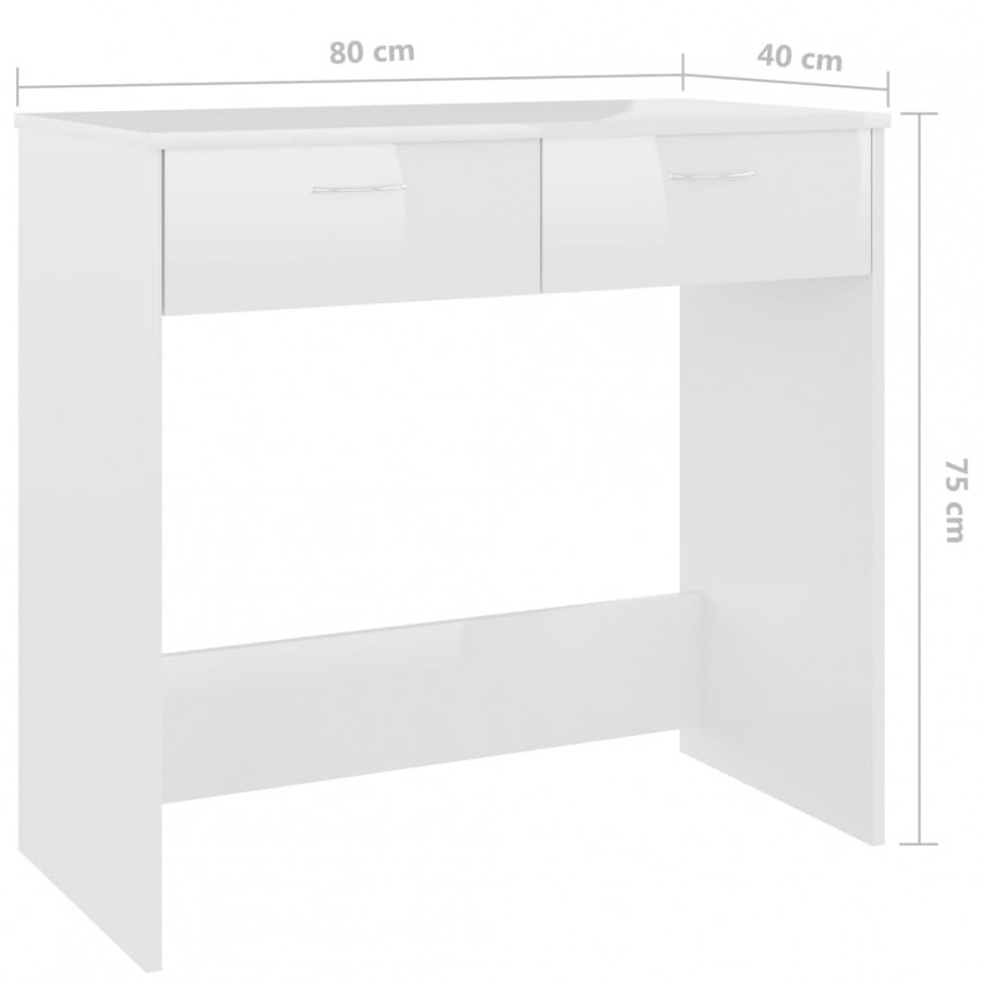 Bureau Blanc brillant 80x40x75 cm Aggloméré