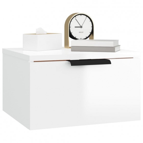 Tables de chevet murales 2 pcs Blanc brillant 34x30x20 cm