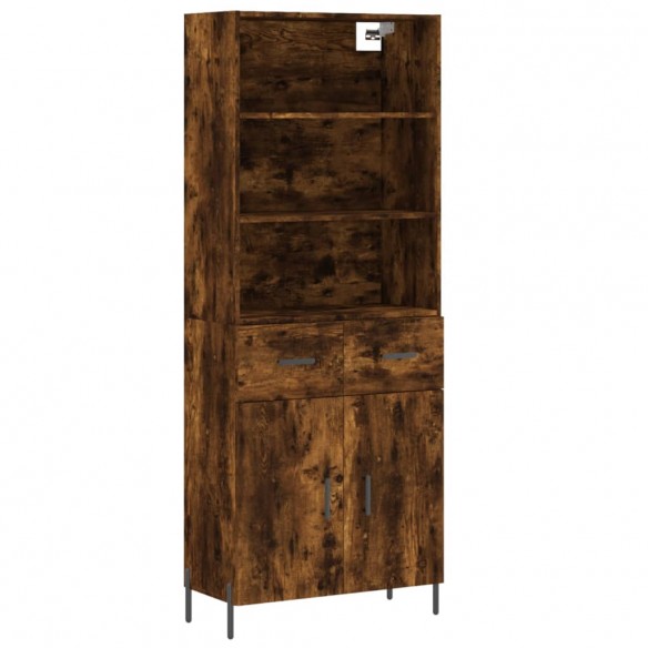 Buffet haut Chêne fumé 69,5x34x180 cm Bois d'ingénierie