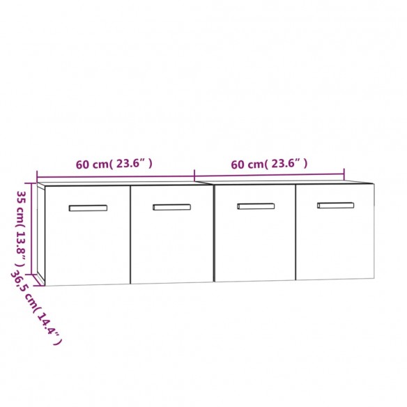 Armoires murales 2 pcs Sonoma gris 60x36,5x35 cm Bois