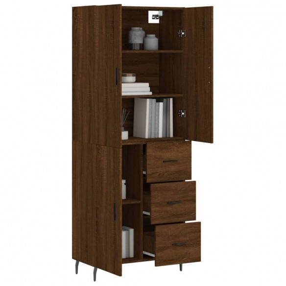 Buffet haut Chêne marron 69,5x34x180 cm Bois d'ingénierie