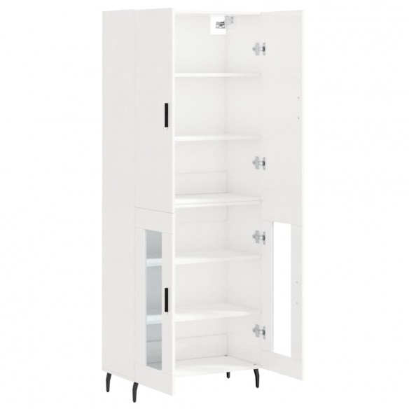 Buffet haut Blanc brillant 69,5x34x180 cm Bois d'ingénierie