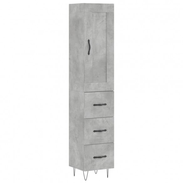 Buffet haut Gris béton 34,5x34x180 cm Bois d'ingénierie