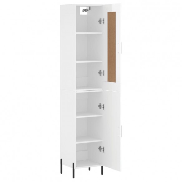 Buffet haut Blanc brillant 34,5x34x180 cm Bois d'ingénierie