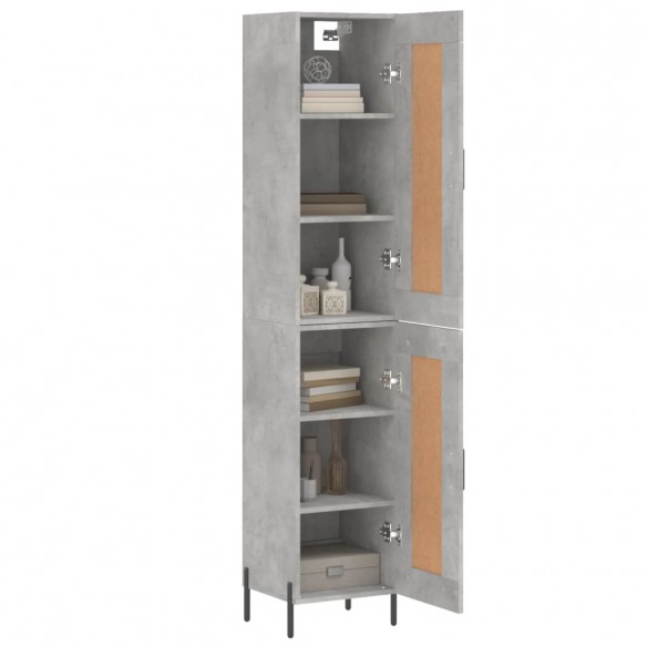 Buffet haut Gris béton 34,5x34x180 cm Bois d'ingénierie