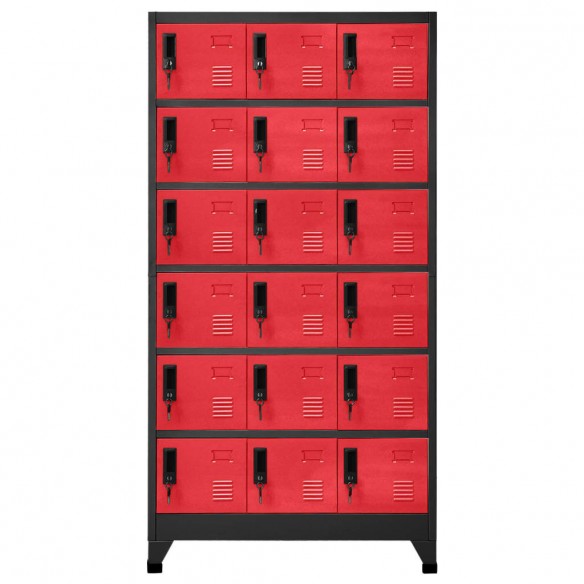 Armoire à casiers Anthracite et rouge 90x40x180 cm Acier