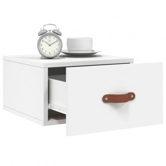 Table de chevet murale blanc 35x35x20 cm