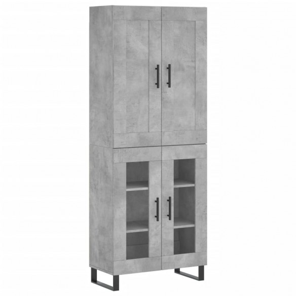 Buffet haut Gris béton 69,5x34x180 cm Bois d'ingénierie