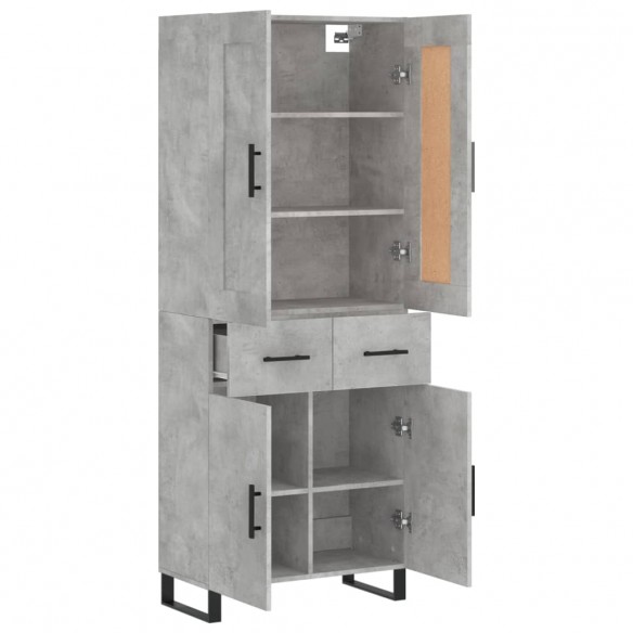 Buffet haut Gris béton 69,5x34x180 cm Bois d'ingénierie