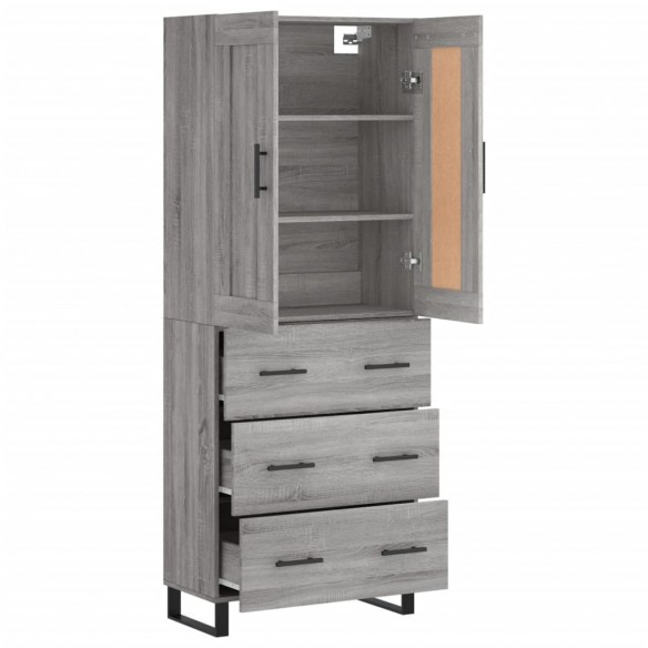 Buffet haut Sonoma gris 69,5x34x180 cm Bois d'ingénierie