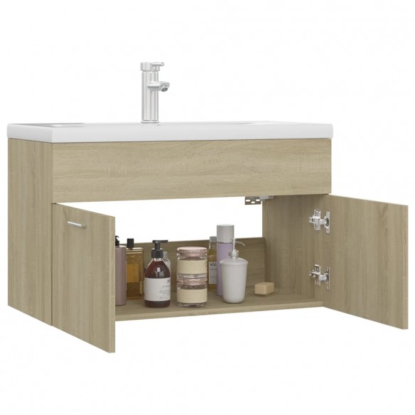 Armoire d'évier avec lavabo intégré Chêne sonoma Aggloméré