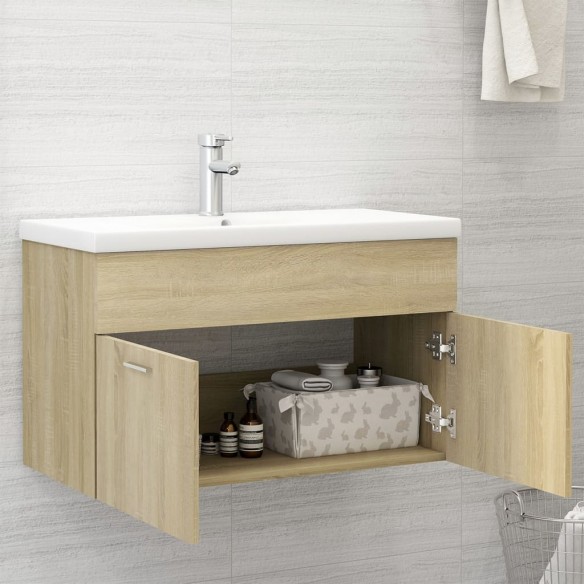 Armoire d'évier avec lavabo intégré Chêne sonoma Aggloméré