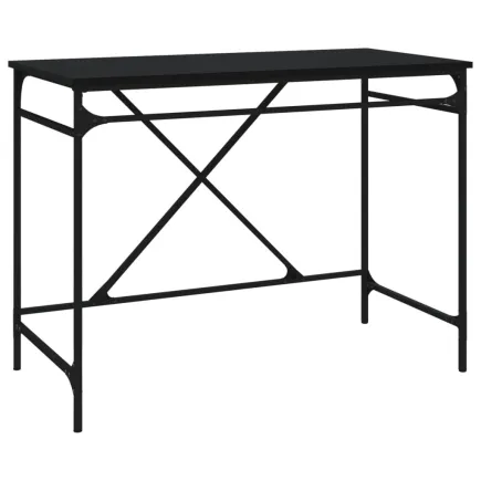 Bureau noir 100x50x75 cm bois d'ingénierie et fer 2