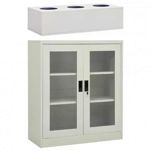 Armoire de bureau et jardinière Gris clair 90x40x128 cm Acier