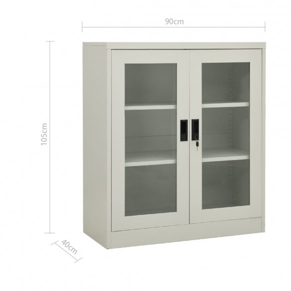 Armoire de bureau et jardinière Gris clair 90x40x128 cm Acier