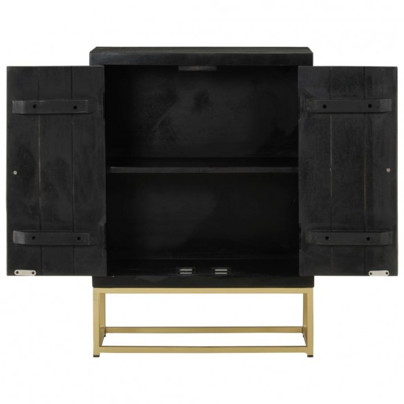 Buffet avec 2 portes noir et doré 55x30x75 cm manguier