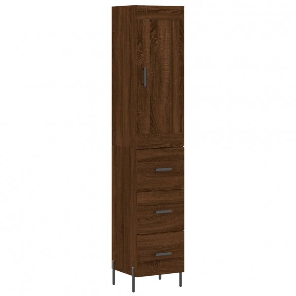 Buffet haut Chêne marron 34,5x34x180 cm Bois d'ingénierie