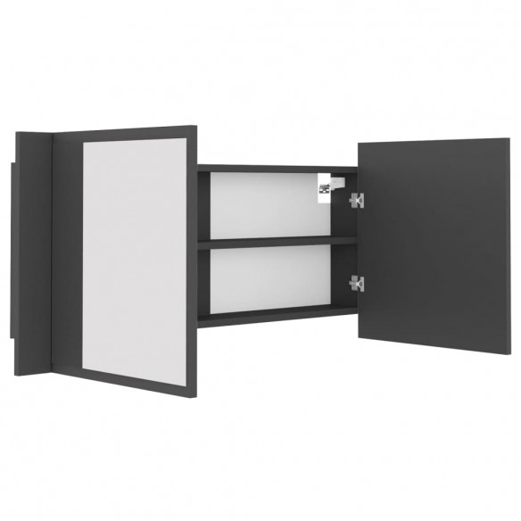 Armoire de salle de bain à miroir LED Gris 100x12x45 Acrylique