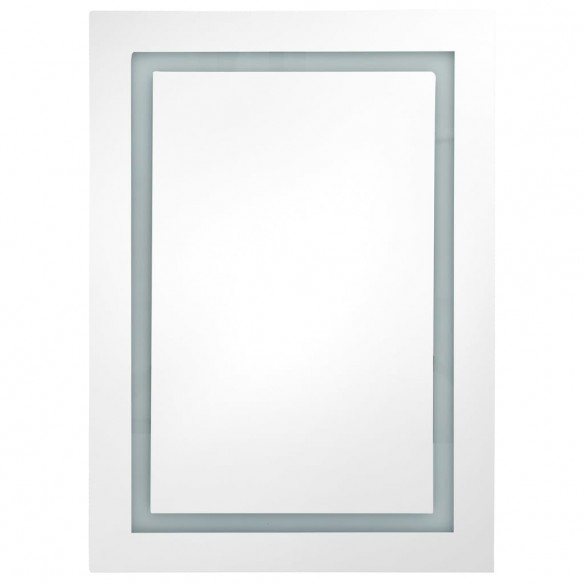 Armoire de salle de bain à miroir LED gris brillant 50x13x70 cm