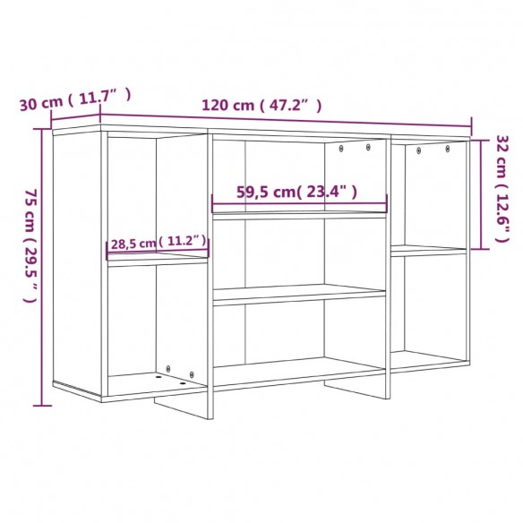 Buffet chêne sonoma 120x30x75 cm bois d'ingénierie