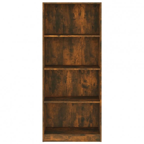 Bibliothèque 4 niveaux Chêne fumé 60x24x142cm Bois d'ingénierie