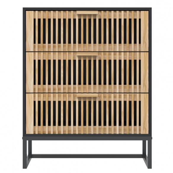 Buffet noir 60x30x75 cm bois d'ingénierie