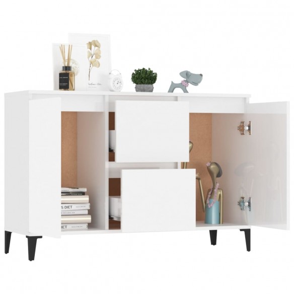 Buffet Blanc brillant 104x35x70 cm Aggloméré