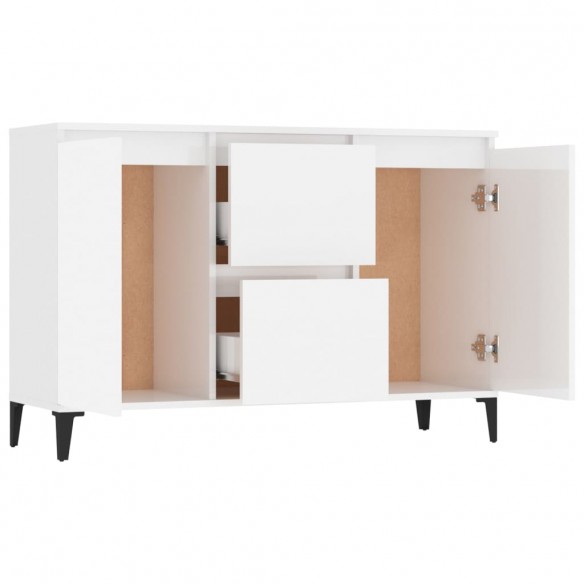 Buffet Blanc brillant 104x35x70 cm Aggloméré