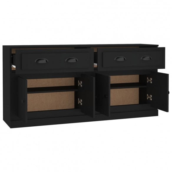 Buffets 2 pcs noir bois d'ingénierie