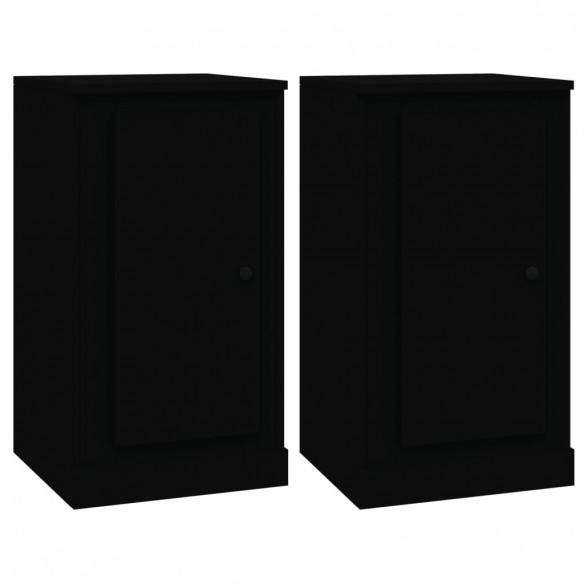 Buffets 2 pcs noir 37,5x35,5x67,5 cm bois d'ingénierie