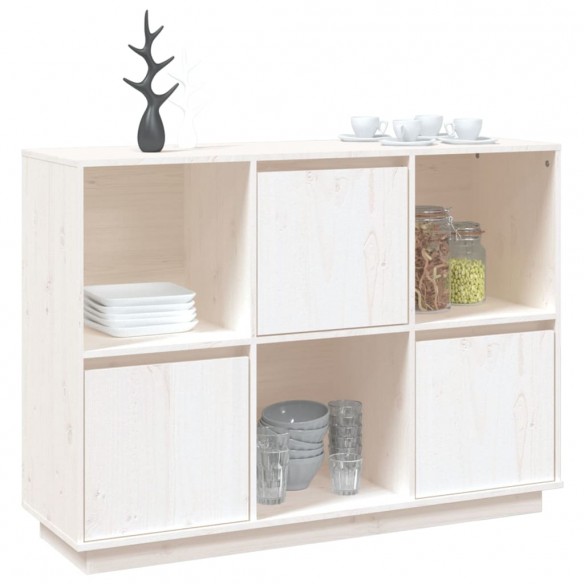 Buffet Blanc 110,5x35x80 cm Bois massif de pin