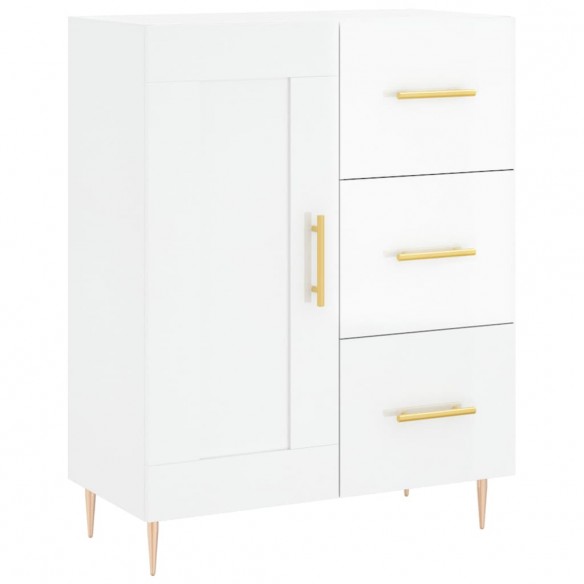 Buffet haut Blanc brillant 69,5x34x180 cm Bois d'ingénierie