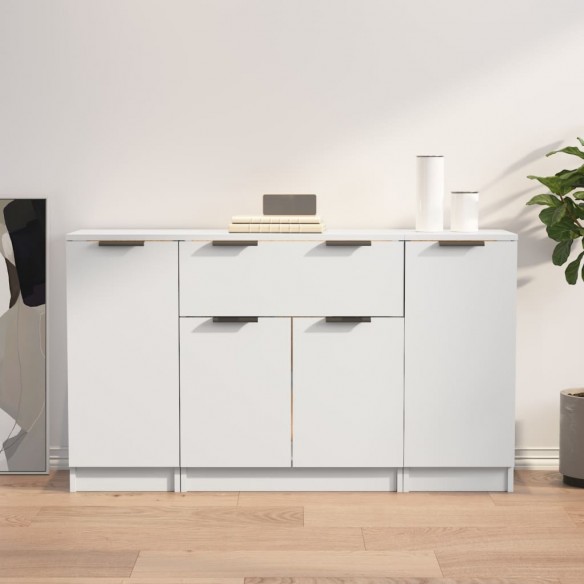 Buffets 3 pcs Blanc Bois d'ingénierie