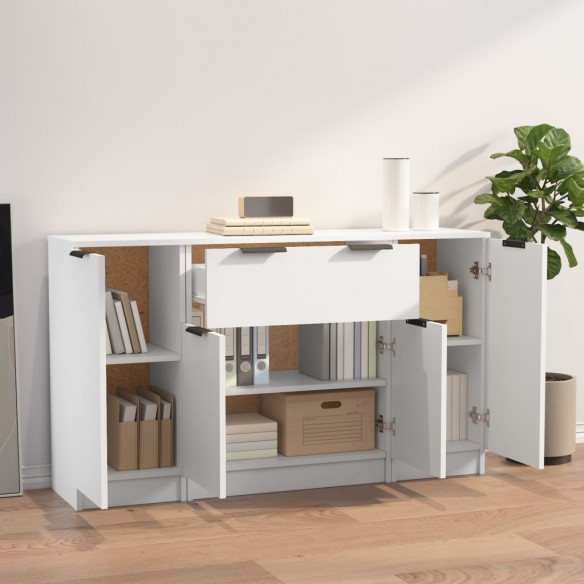 Buffets 3 pcs Blanc Bois d'ingénierie