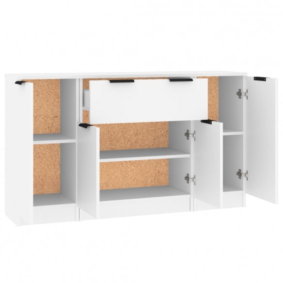 Buffets 3 pcs Blanc Bois d'ingénierie