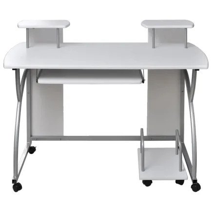 Bureau d'ordinateur Blanc 110x52x88,5 cm Bois d’ingénierie 2