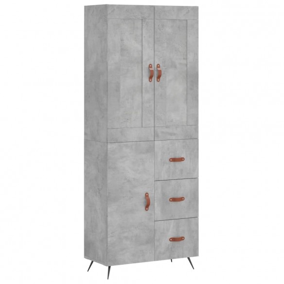 Buffet haut Gris béton 69,5x34x180 cm Bois d'ingénierie